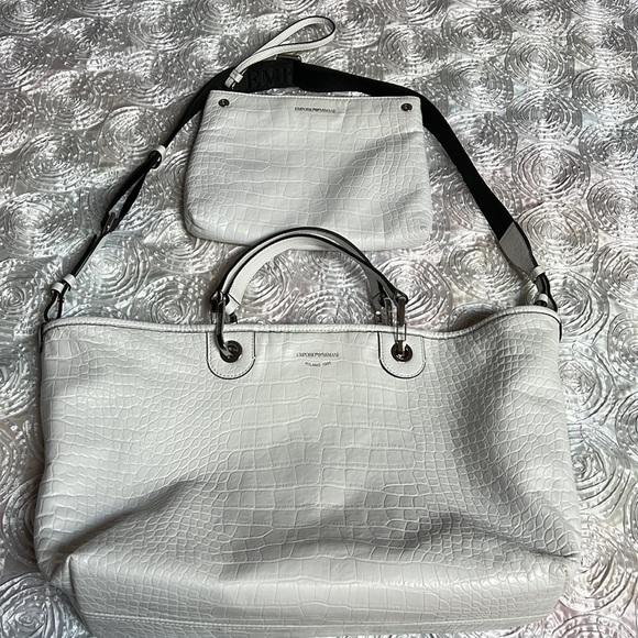 Emporio Armani White Croc-Embossed Women's Bag - Picture 15 of 16